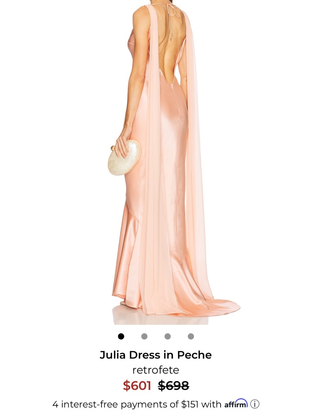 Retrofete Backless Satin Gown in Peche
